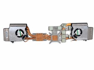 MSI GS60 MS-16H5 aušinimo sistema – du SUNON ventiliatoriai baltame fone